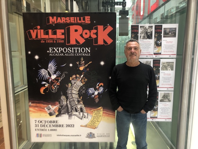 Robert Rossi, alias Robert Rock leader du groupe Quartiers Nord, commissaire de l’exposition Marseille ville rock. © Naja