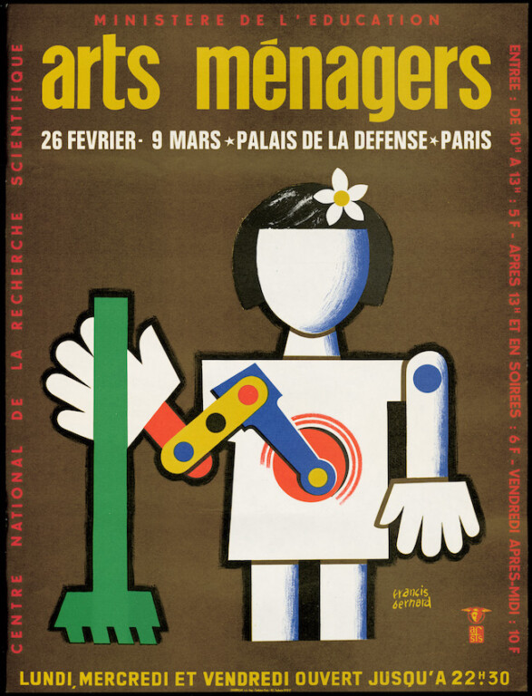 La Marie mécanique, affiche du 44ème Salon des arts ménagers. Dessin de Francis Bernard, 1975. © Archives nationales, Pierrefitte-sur-Seine 