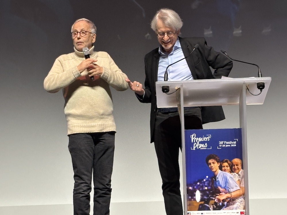 Fabrice Luchini et Claude-Éric Poiroux, délégué général du festival Premiers Plans, avant la projection en avant-première de 